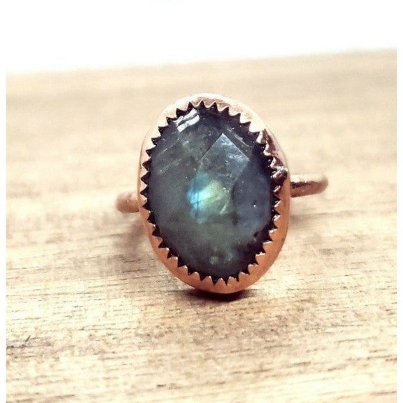 Labradorite crystal Ring size 6 handmade copper metalwork